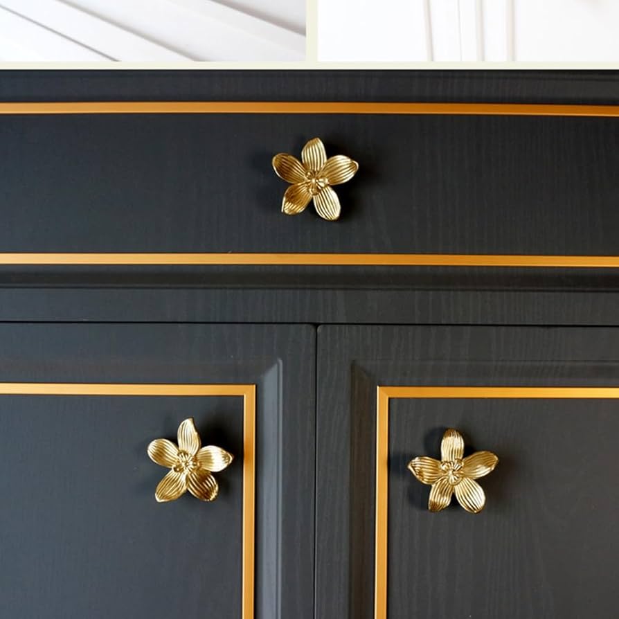 DAPANIY Petal Knobs Brushed Gold Cabinet Knobs, Dresser